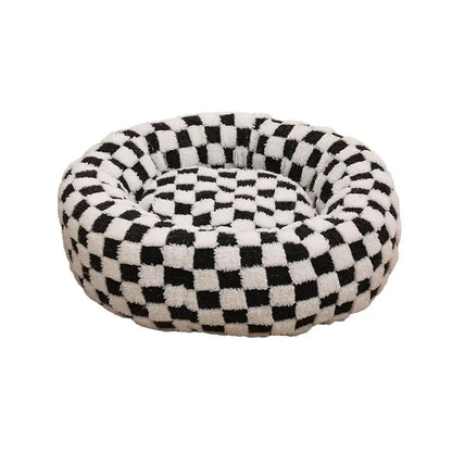 Round Dog Bed with Raised Edges Plush Round Donut Cat Nest with Anti-slip Bottom Cozy Pet Bed for Small Dogs for Warmth for Cats