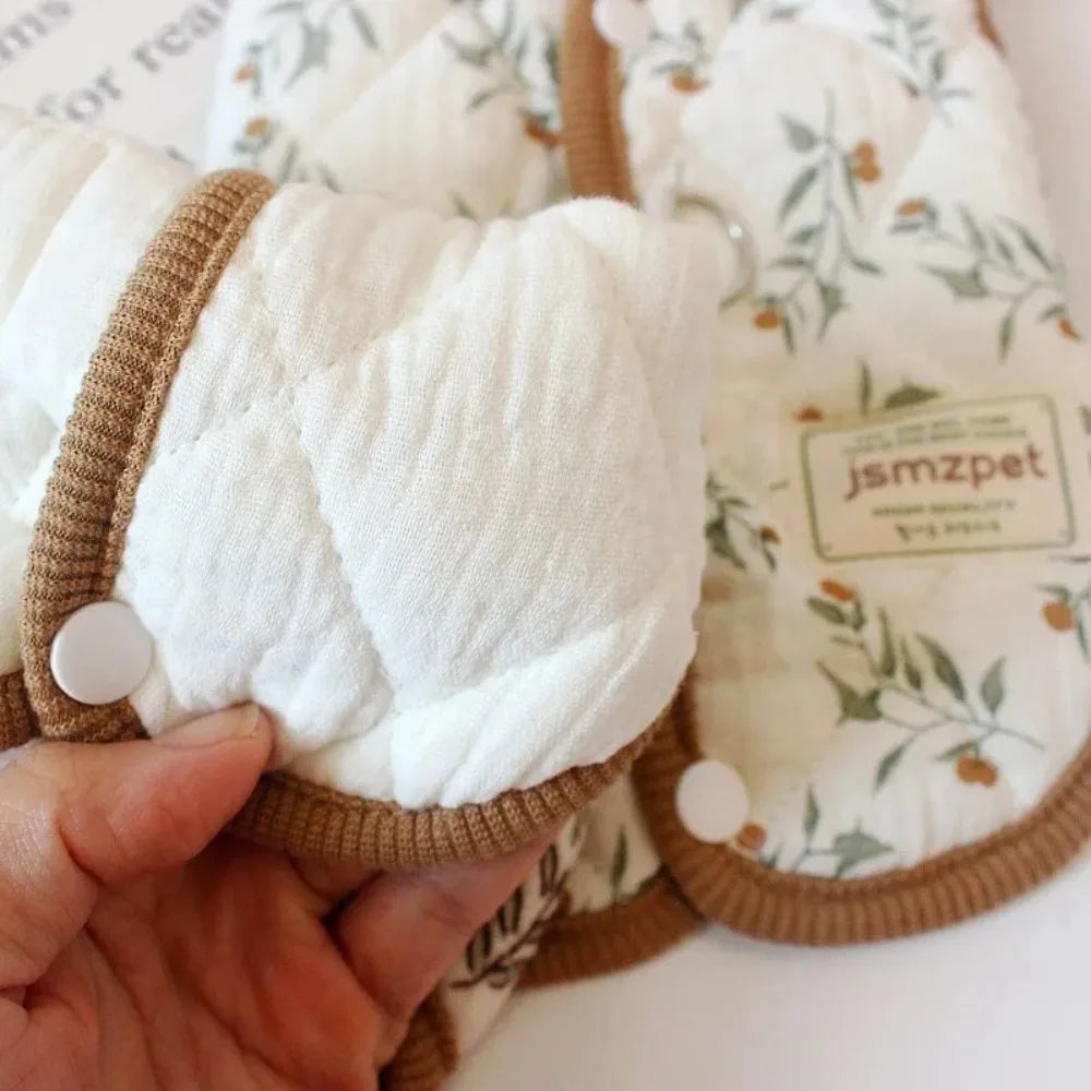 Fashion Cute Rabbit Printed Pet Dog Clothes with Velvet Jacket Pet Supplies Teddy Bear Coat Winter Warm Puppy Clothes Vest Gift