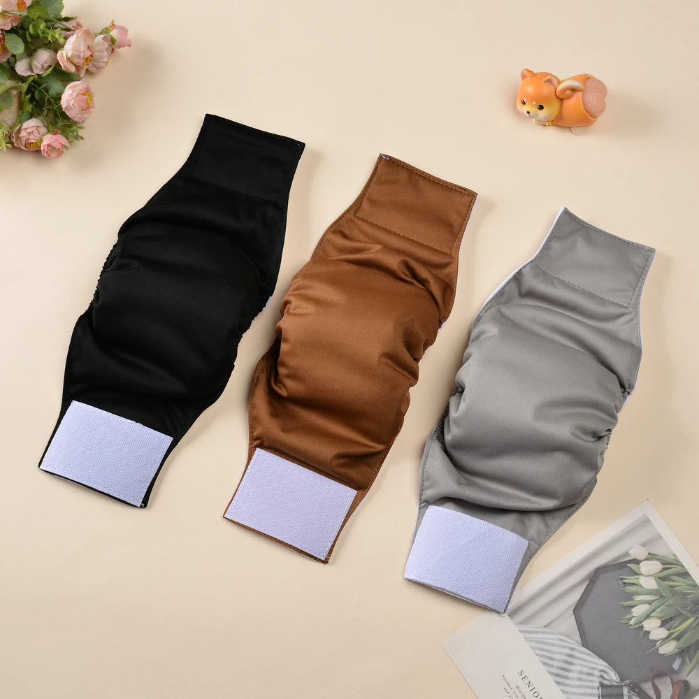 3 Pack Washable Male Dog Diaper Pet Sanitary Panties For Small Medium Dogs Adjustable Nappy Belly Band Wrap Diapers Pug Supp;ies
