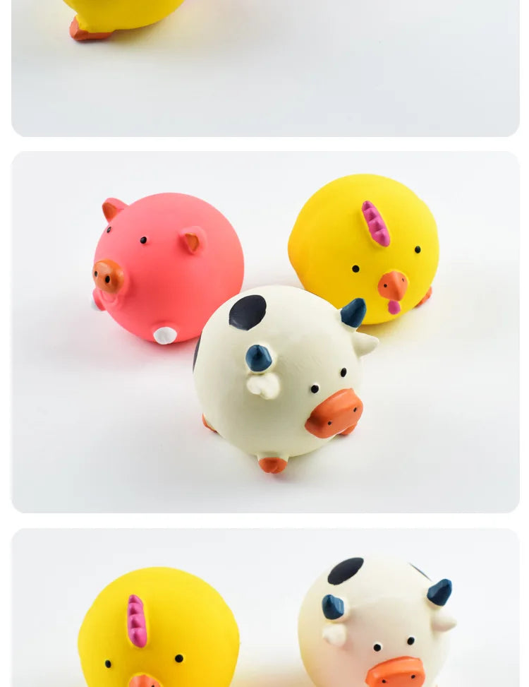 Animals Design Durable Dog Chew Toys Pigs, cows, chickens, Tough Squeaky Dog Grinding Teeth Toys,Pet latex to clean teeth toys