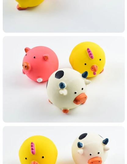 Animals Design Durable Dog Chew Toys Pigs, cows, chickens, Tough Squeaky Dog Grinding Teeth Toys,Pet latex to clean teeth toys