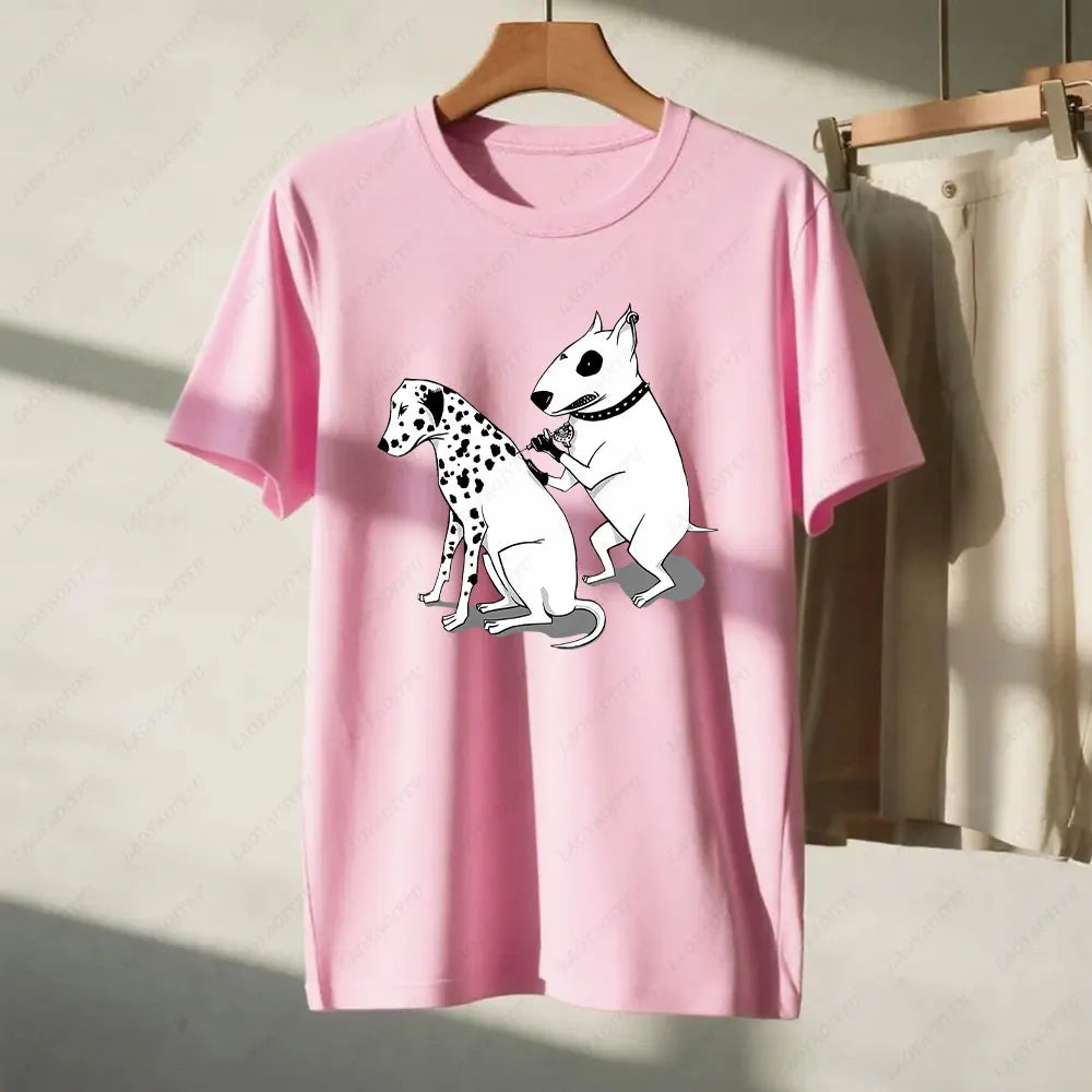 the SPOT STEALER - Funny Dalmatian Spot Tattoo Dog Shirt, Quirky Bull Terrier Tattoo Design Tee, Humorous Pet Lover Gift T-Shirt, Men/Women Summer Tops
