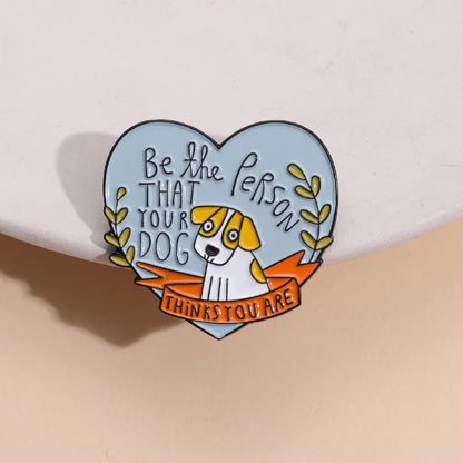 Puppy Heart Shape Enamel Pins Funny Dog Person Brooches Lapel Badges Backpack Clothes Animals Pet Jewelry Pin Gifts for Friends