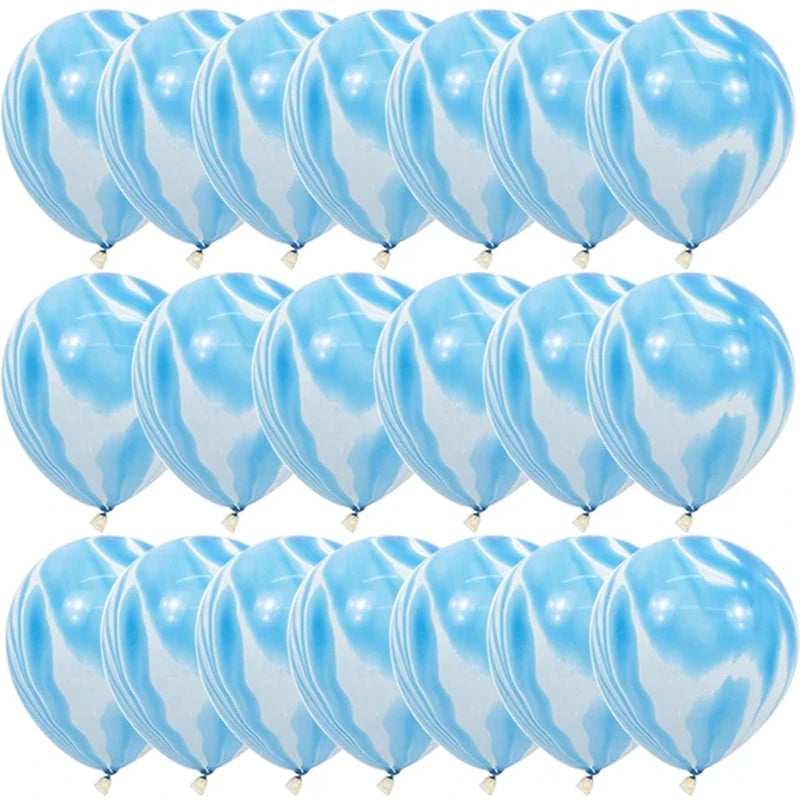 Blue Pink Purple Set Agate Marble Balloons Silver Confetti Balloon Wedding Valentine's Day Baby Shower Birthday Party Decoration