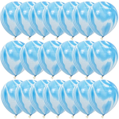 Blue Pink Purple Set Agate Marble Balloons Silver Confetti Balloon Wedding Valentine's Day Baby Shower Birthday Party Decoration