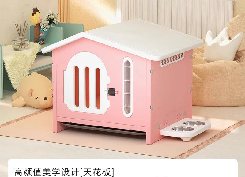 the ADORABLE ADOBE - Indoor/Outdoor Dog Villa, Winter Warm Rainproof Windproof Kennel, Small/Medium Dog Teddy/Corgi Doghouse