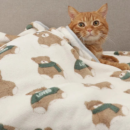 Pet Blanket Soft Flannel Dog Blanket Warm Comfortable Pet Bed Sheet Mat Cartoon Cute Cat Dog Sleeping Blanket Pet Supplies