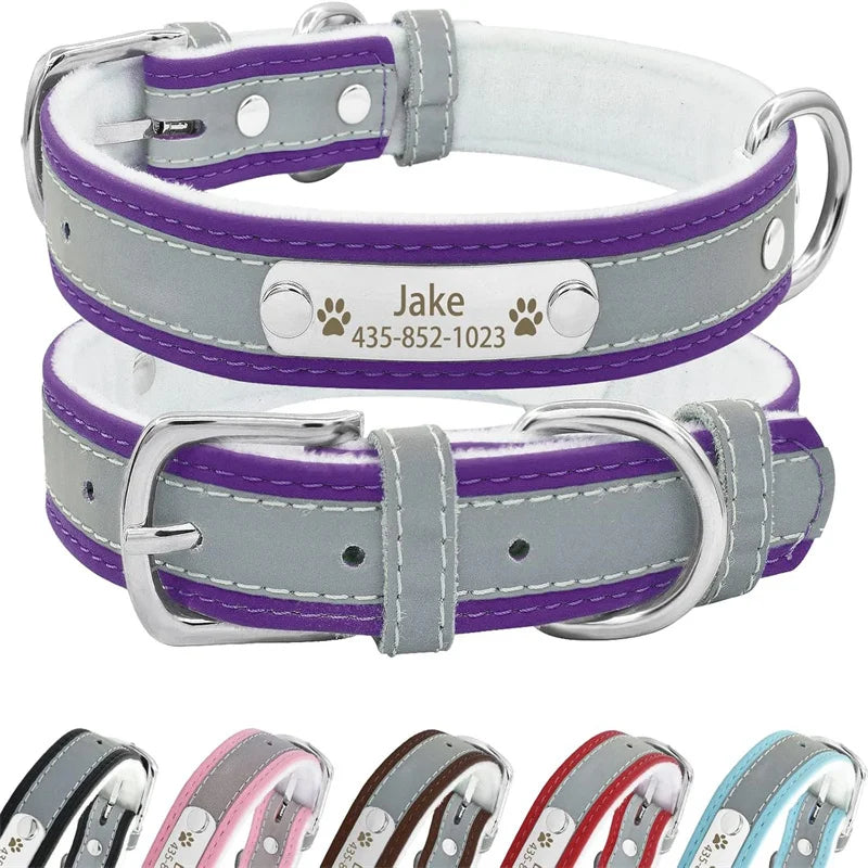 the GLOWGUARD PERSONALIZED COLLAR - Customized Reflective Dog Collar, Name Carved ID Anti-Lost Microfiber Collar for Small/Medium/Large Dogs, Puppy/Cat/Pet Supplies