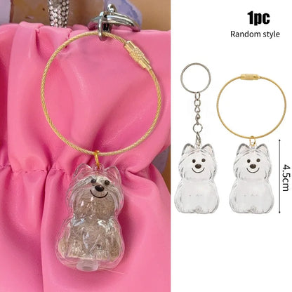 Dog Hair Storage Pendant Keychain Transparent Pet Fur Keepsake Capsule DIY Decoration Memorial Gifts for Pet Lovers Home Display