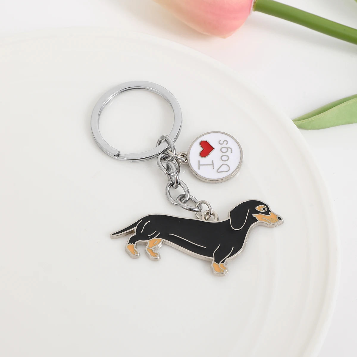 Pet dog car keychain pendant creative metal accessories key ring holiday gifts