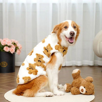Winter Big Dog Pajamas Cute Bear Pattern Dog Sweater for Large Dogs 3XL-9XL Plush Jacket for Labrador Fleece Warm Pet Pullover