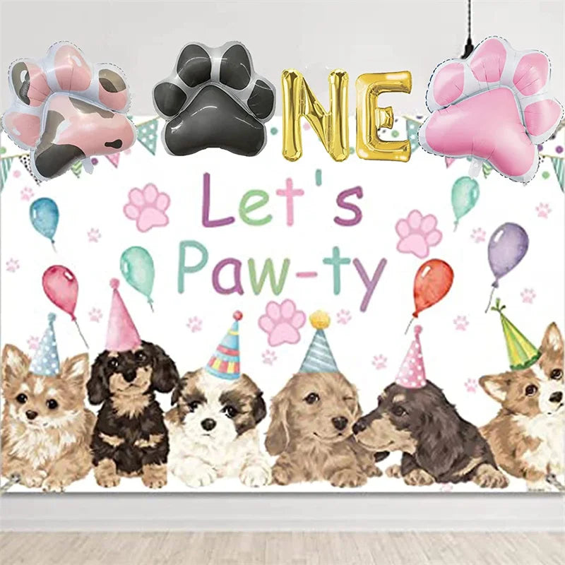 Large Dog Party Balloons Decorations Banner Pet Festivals Party Supplies Paw Bone Foil Balloons Pets Birthday Decorations