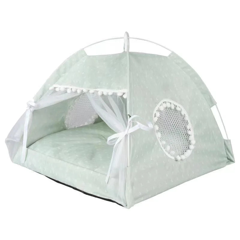 the PRINCESS PUPPY TENT - Pet Dog Tent House, Floral Print Enclosed Cat/Dog Tent Bed, Indoor Folding Portable Comfortable Kitten/Puppy Bed, Kennel for Small Pets
