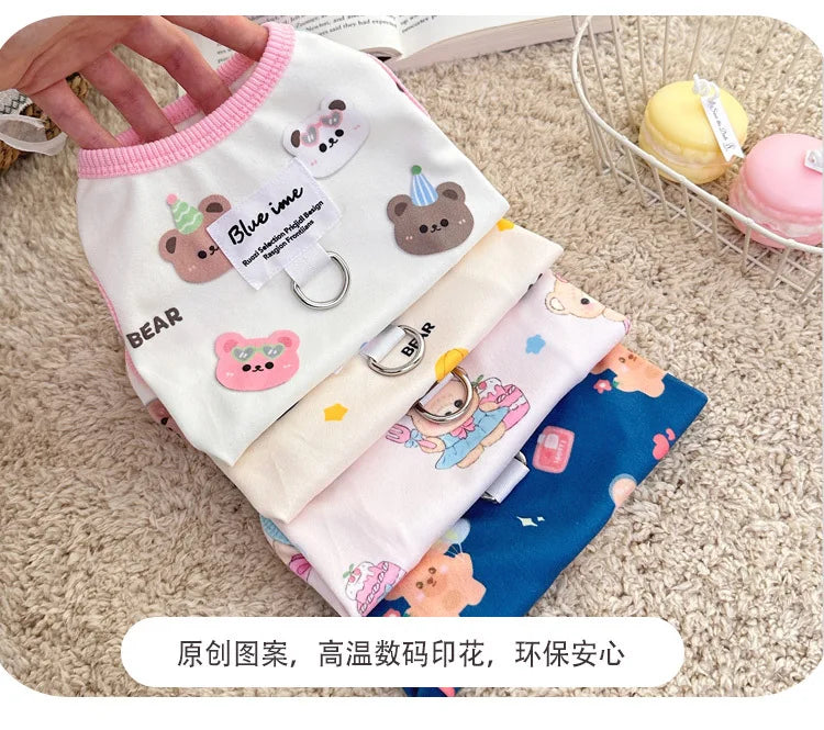 Four Seasons NewinsJapanese and Korean Style Thermal Pet Dog Cat Clothes Teddy Bichon Pulling Vest Wholesale