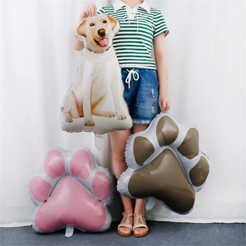 Large Dog Party Balloons Decorations Banner Pet Festivals Party Supplies Paw Bone Foil Balloons Pets Birthday Decorations