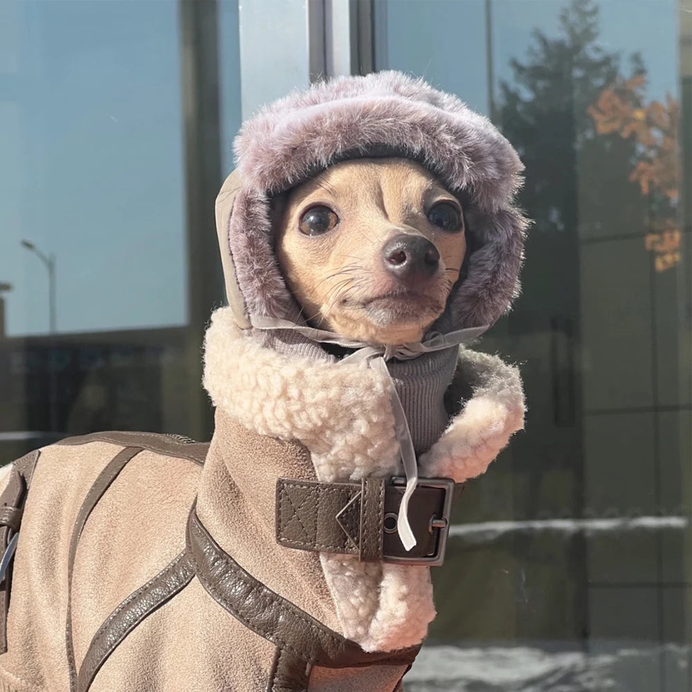 Winter Brown Jacket for Dogs Elegant Adjustable Thick Cotton Coat For Italy Greyhound Windproof Warm Jacket for Whippet