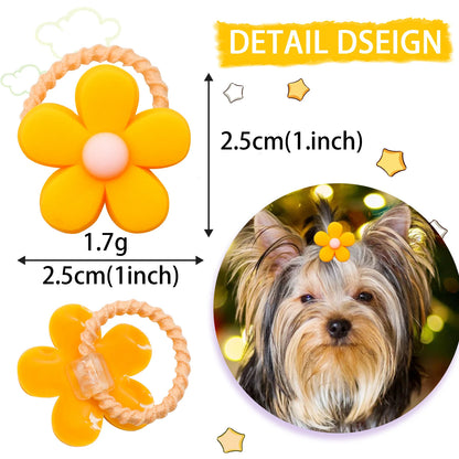 the DAISY DOG BOW - 40PCS Hair Bows, Fashion Cute Small Dog/Cat Hair Bows, Dogs/Cats Hair Accessories, Rubber Bands Bows for Dogs Grooming Products