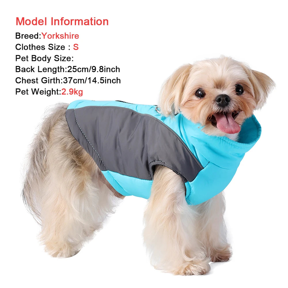Winter Dog Jacket Warm Waterproof Clothes For Small Medium Dogs Cat Vest Coat With D-ring Reflective Chihuahua Yorkie Outfits