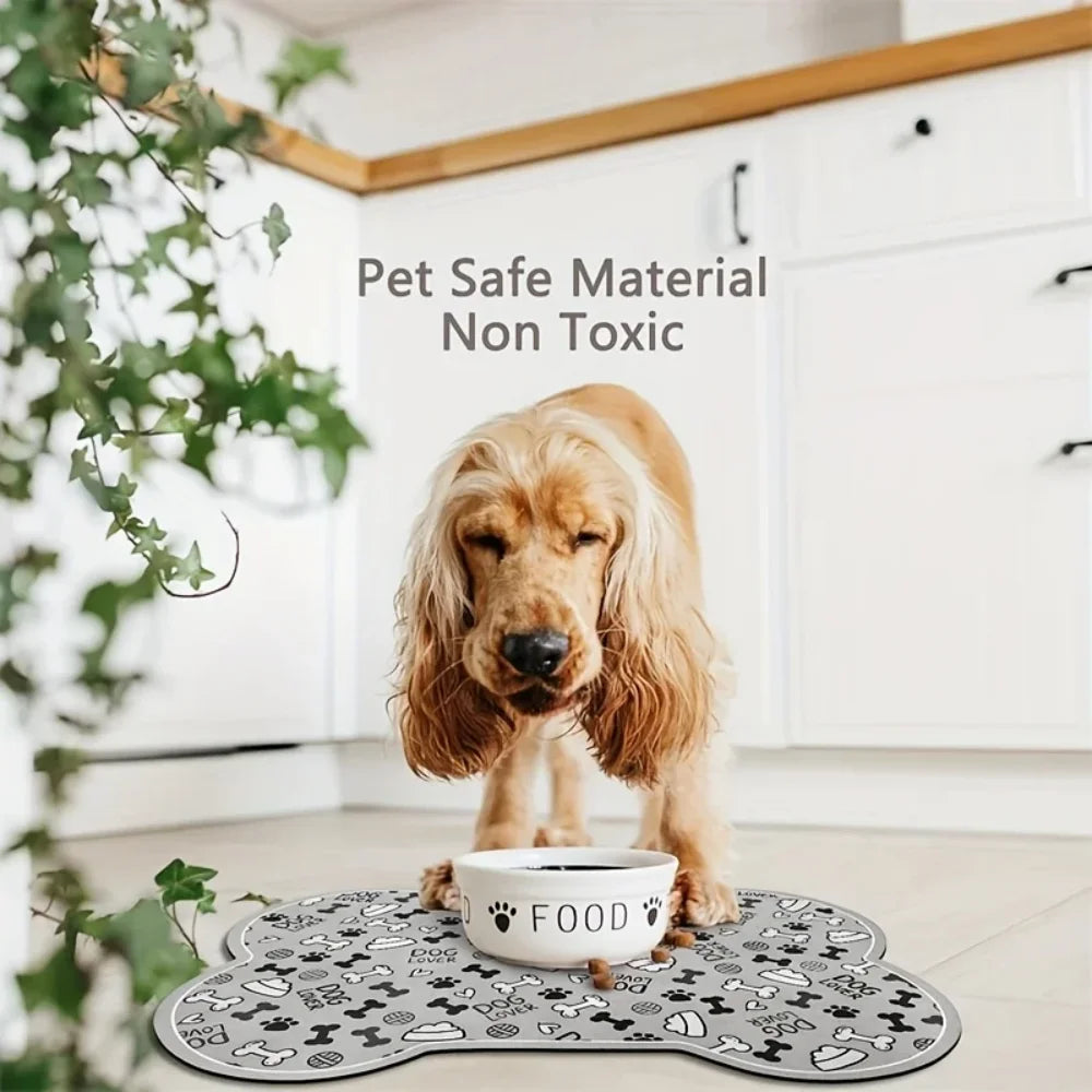 VIKAMA Bone-Shaped Pet Mat Feeding Mat Diatom Mud Carpet Cute Cartoon Floor Mat Waterproof And Dirt-Resistant Home Decoration