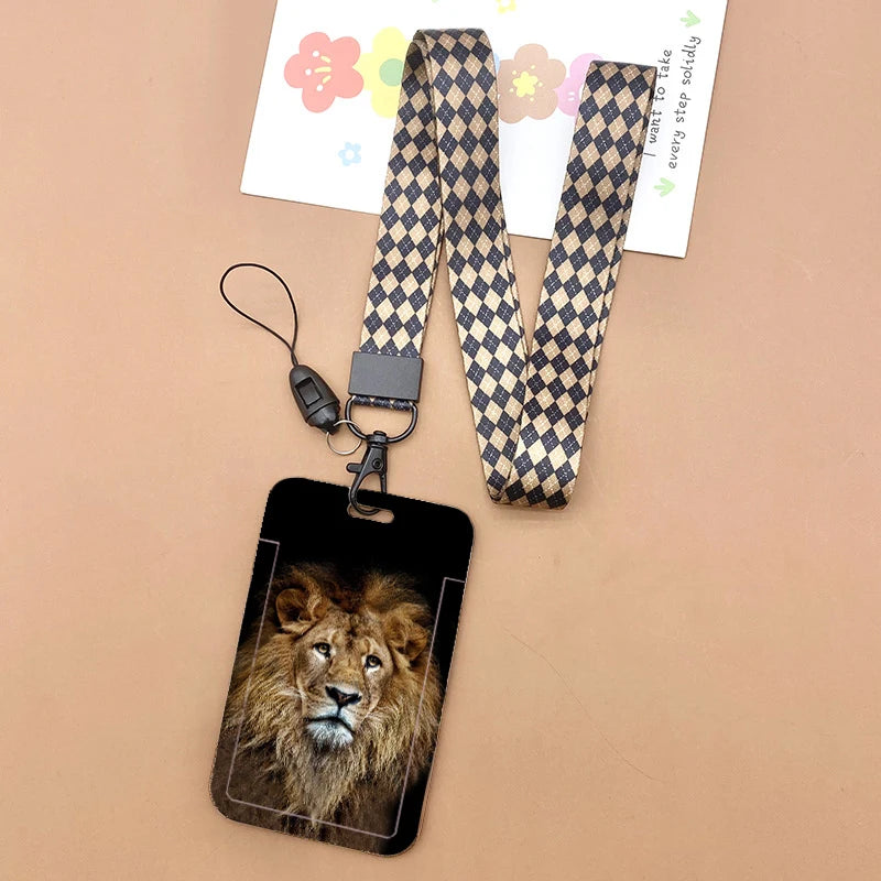 Cat and dog pattern Bank Credit ID Card Student Bus Card Holders Storage Protective Shell Pendant