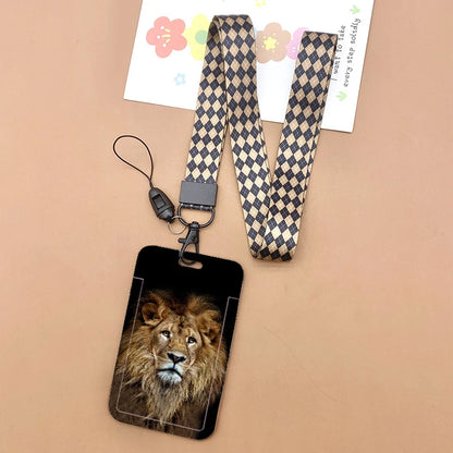 Cat and dog pattern Bank Credit ID Card Student Bus Card Holders Storage Protective Shell Pendant