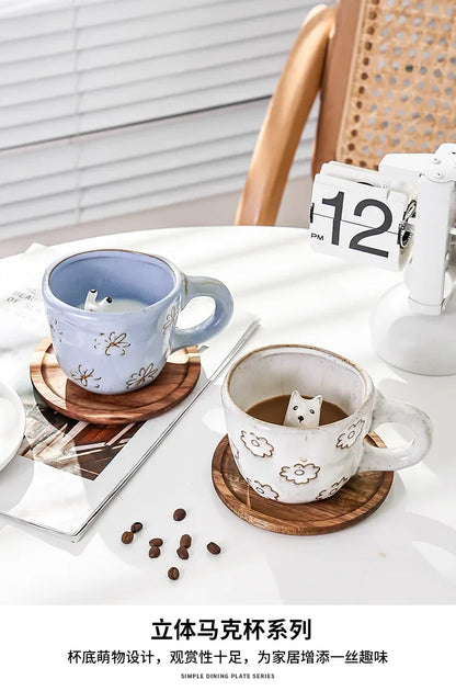 360ml Cups Ceramic Funny Cartoon Animal Tea Milk Cups Cute Handmade 3D Snail Daisy Dog Cat Coffee Mugs Creative Unique Gifts