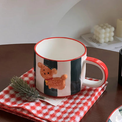 Cartoon Dog Ceramic Mug Animal Shape Kids Breakfast Milk Mugs Coffee Cup Kawaii Cups Birthday Gift Cup Tumbler