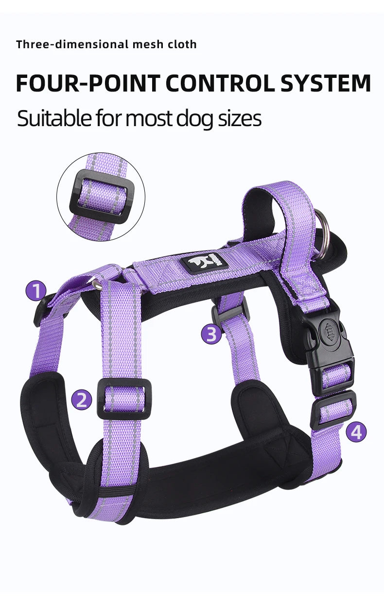 Anti-Escape Dog Harness with Handle Reflective Nylon Dog Harness Vest for Small Medium Dogs French Bulldog Walking Pet Supplies