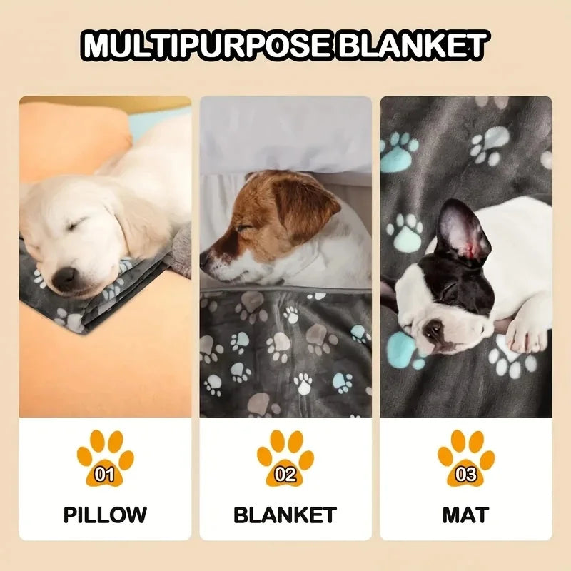 Thickened Soft Flannel Fleece Cat Dog Blanket Bed Mats Paw Foot Print Warm Pet Blanket Sleeping Beds Cover Mat For Pets Supplies