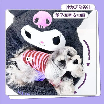 Kawaii Sanrio Kuromi Dog Bed Cute Cat Mat Kennel Winter Warm Breathable Puppy Sofa Removable Washable Sleeping Mat Pet Supplies
