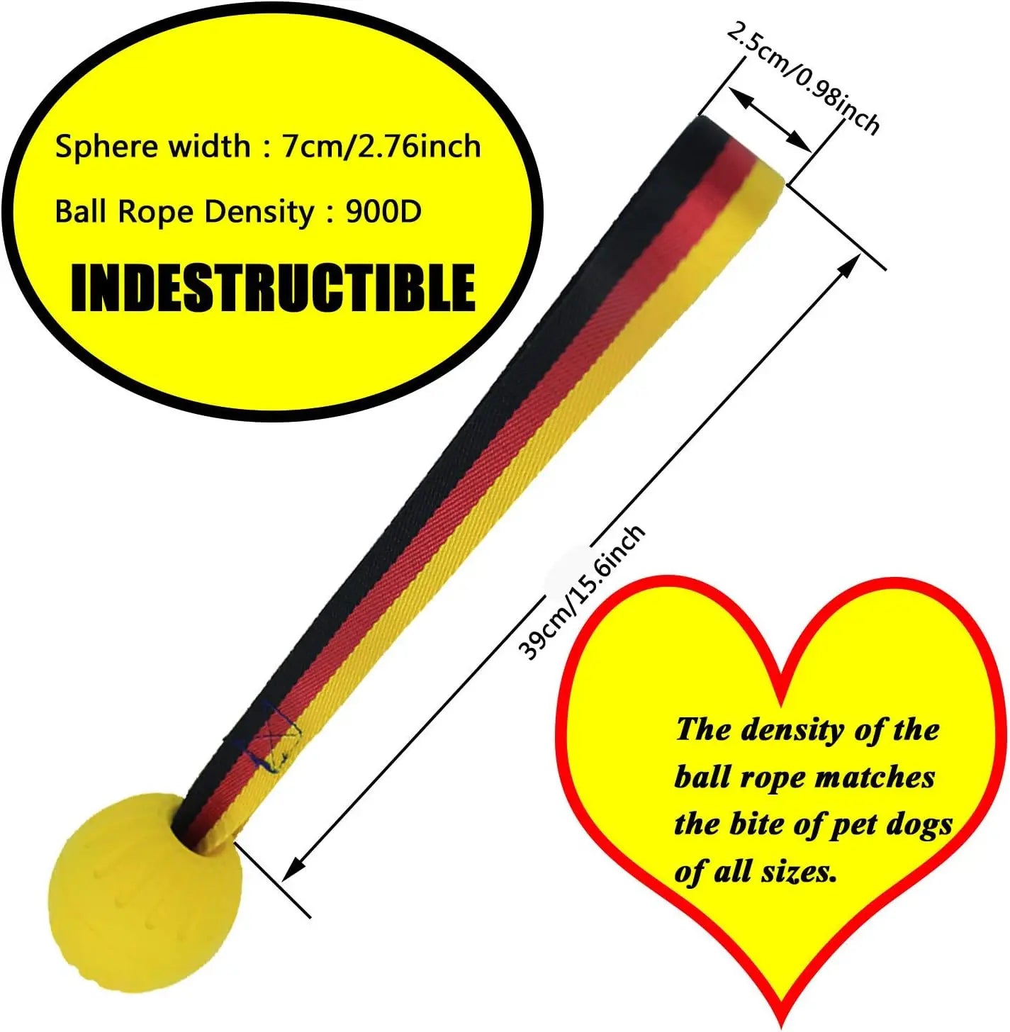 EVA Dog Rope - Attached Chew Resistant Ball, Interactive Tug - of - War Training Toy for Pets