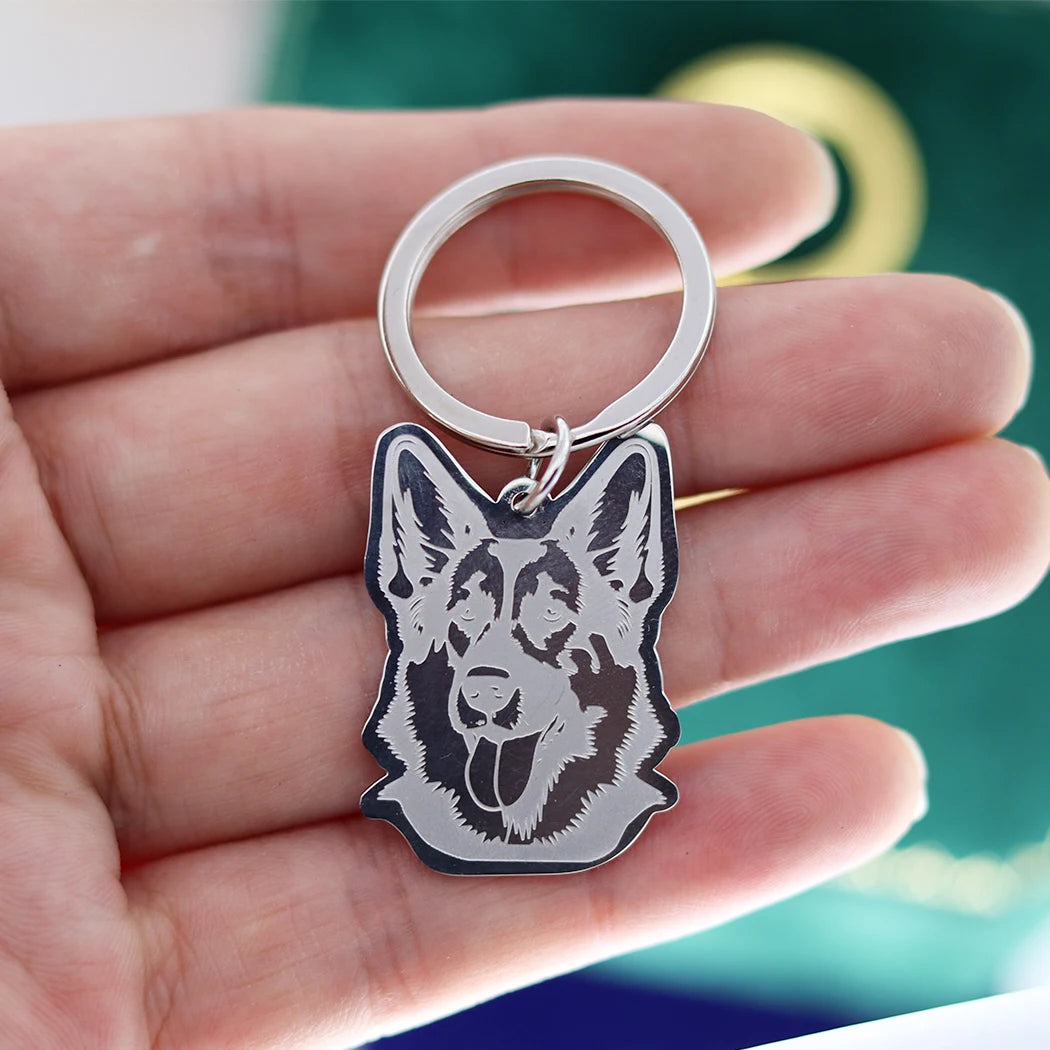 Stainless Steel Charms French Bulldog Dog Men's Trendy Punk Keychain for Women Men Jewelry Kids Gifts Key Bag Deco Accessories