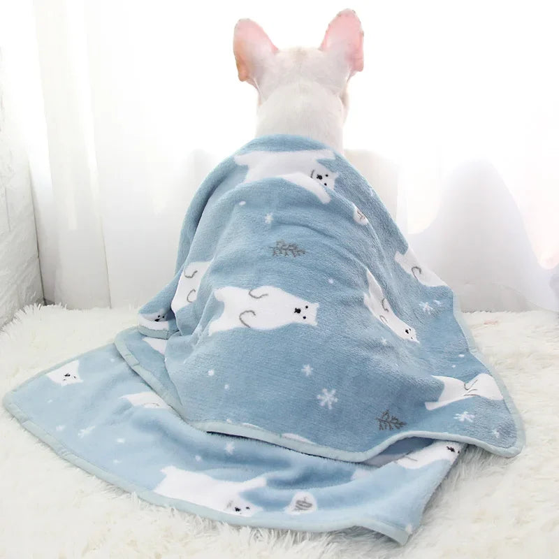 100x75cm Warm Pet Beds Cover Mat Thickened Coral Fleece Dog Blanket Soft BullDog Printed Quilt  Pet Sleeping Blanket Pet Mat