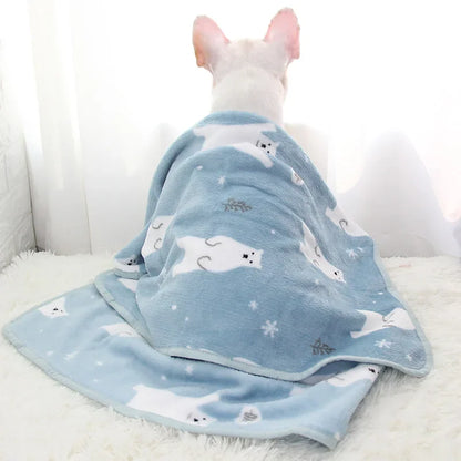 100x75cm Warm Pet Beds Cover Mat Thickened Coral Fleece Dog Blanket Soft BullDog Printed Quilt  Pet Sleeping Blanket Pet Mat