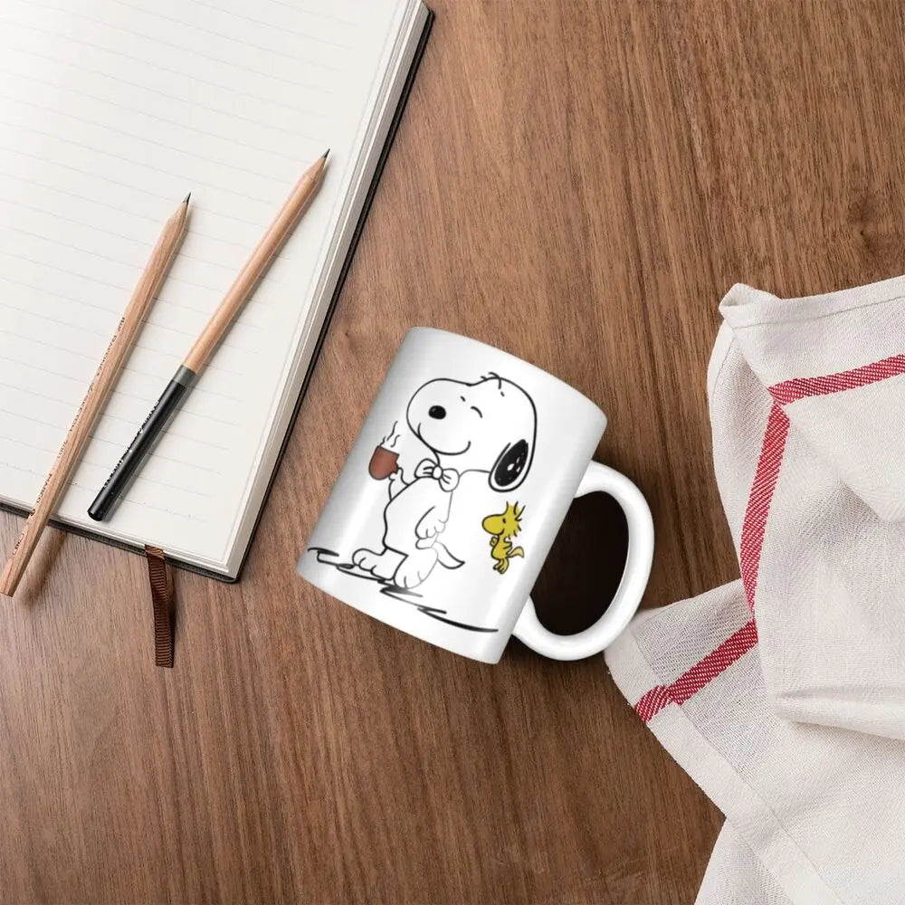 Manga Snoopy Woodstock Cartoon Dog Coffee Mug DIY Customized Ceramic Tea Milk Mug