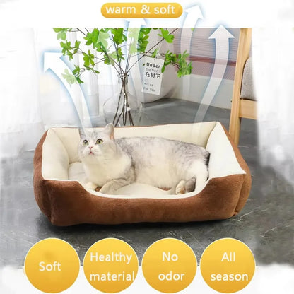 Dog Bed for Large Dog Cushion Square Breathable Non-slip Sleeping Cat Bed Winter Warm Thickened Dog Bed Soft Cat Mat Pet House