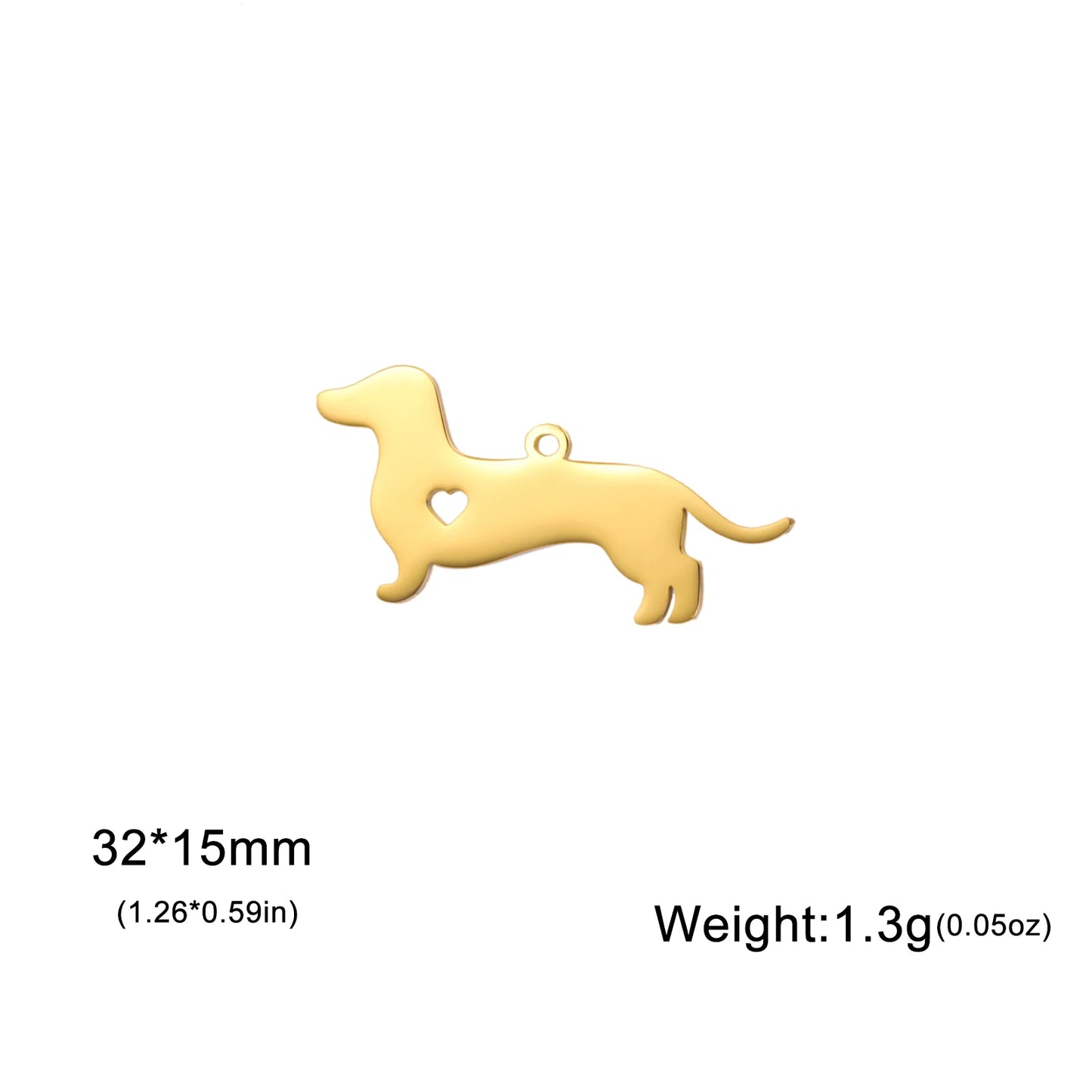 5 pieces/batch Cute Sausage Dog Wolf Pendant Stainless Steel DIY Earrings Bracelet Jewelry Fashion Jewelry Making
