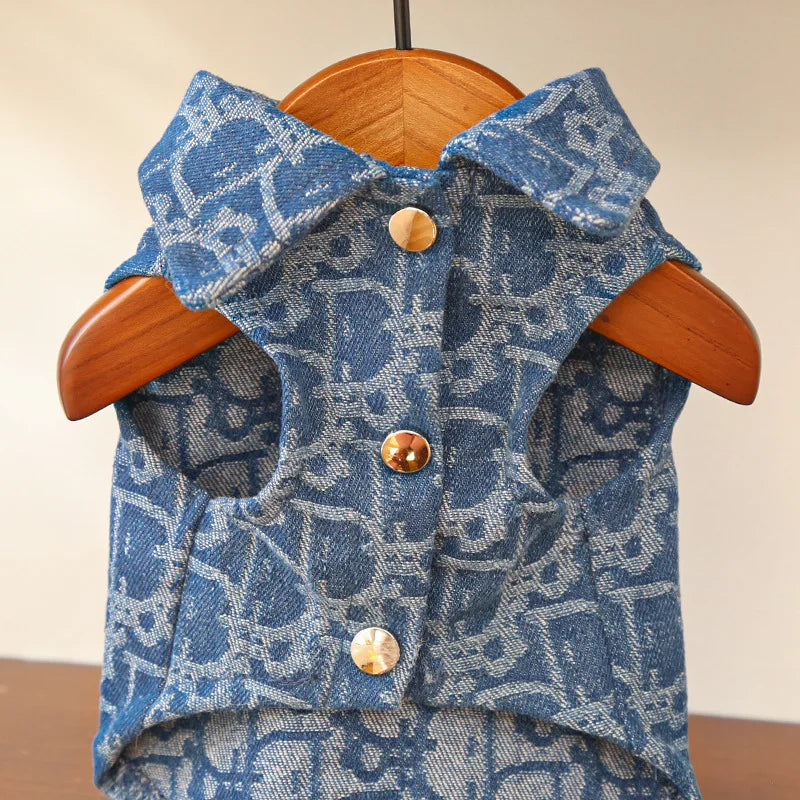 Pet Clothing Dog Autumn and Winter Denim JeanThickened Windproof Coat Puppy Costume For Small Medium Dogs Pet Jacket Wholesale