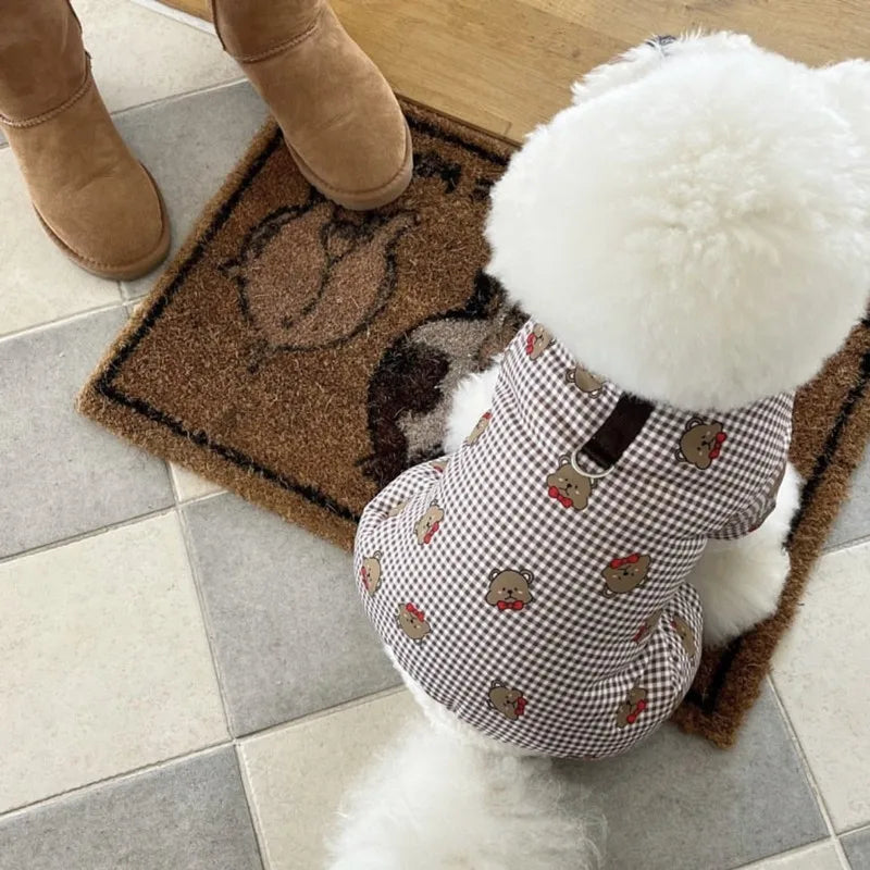 the SNUGGLEBEAR OUTDOOR COAT - Waterproof Cotton Jacket with Bear Print, Warm Winter Coat, Four-Legged Dog Clothes, Chihuahua, Poodle, Bichon Puppy Accessories