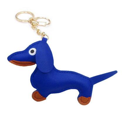 Mini Dachshund Dog Keychain  PU Leather Animals Keyring Hanging Ornament Backpack Handbag Charm Gift for Men Women