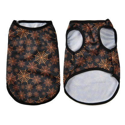 Halloween Ghost Pumpkin Print Dog T-shirt For Small Medium Dogs Cats Breathable Puppy Vest Costume Schnauzer Yorkshire Pet Coat