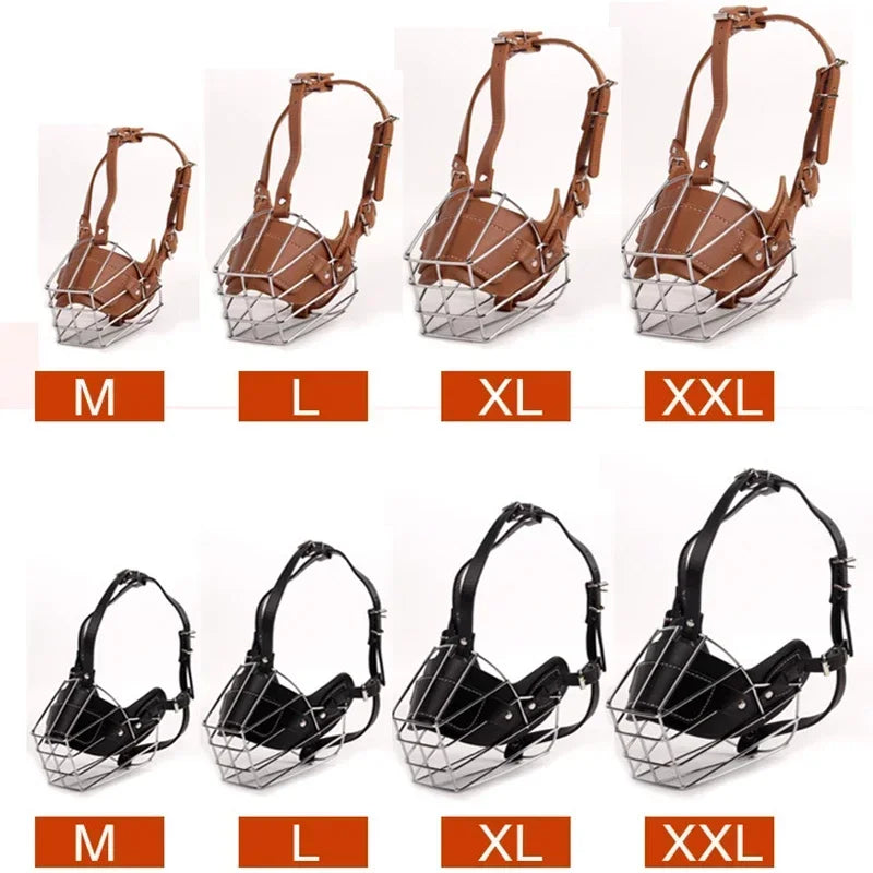 Adjustable Leather Metal  Breathable Dog Muzzle Anti Biting Pet Mouth Mask Dog Accessories