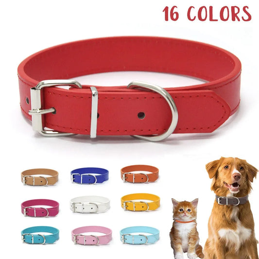 the SIMPY PAWS ADJUSTABLE LEATHER COLLAR - Solid Color Leather Dog Collar, Adjustable Cat Necklace, Puppy Neck Strap Suitable for Medium and Small Dogs, Pet Supplies XS-XL
