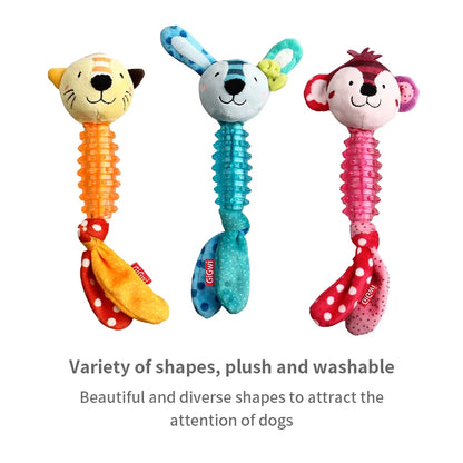 GiGwi Dogs Toys Suppa Puppa Q Series Plush Dog Teething Bite Resistance Molar Plush Rubber Sound Interactive Toy for Pets Puppy