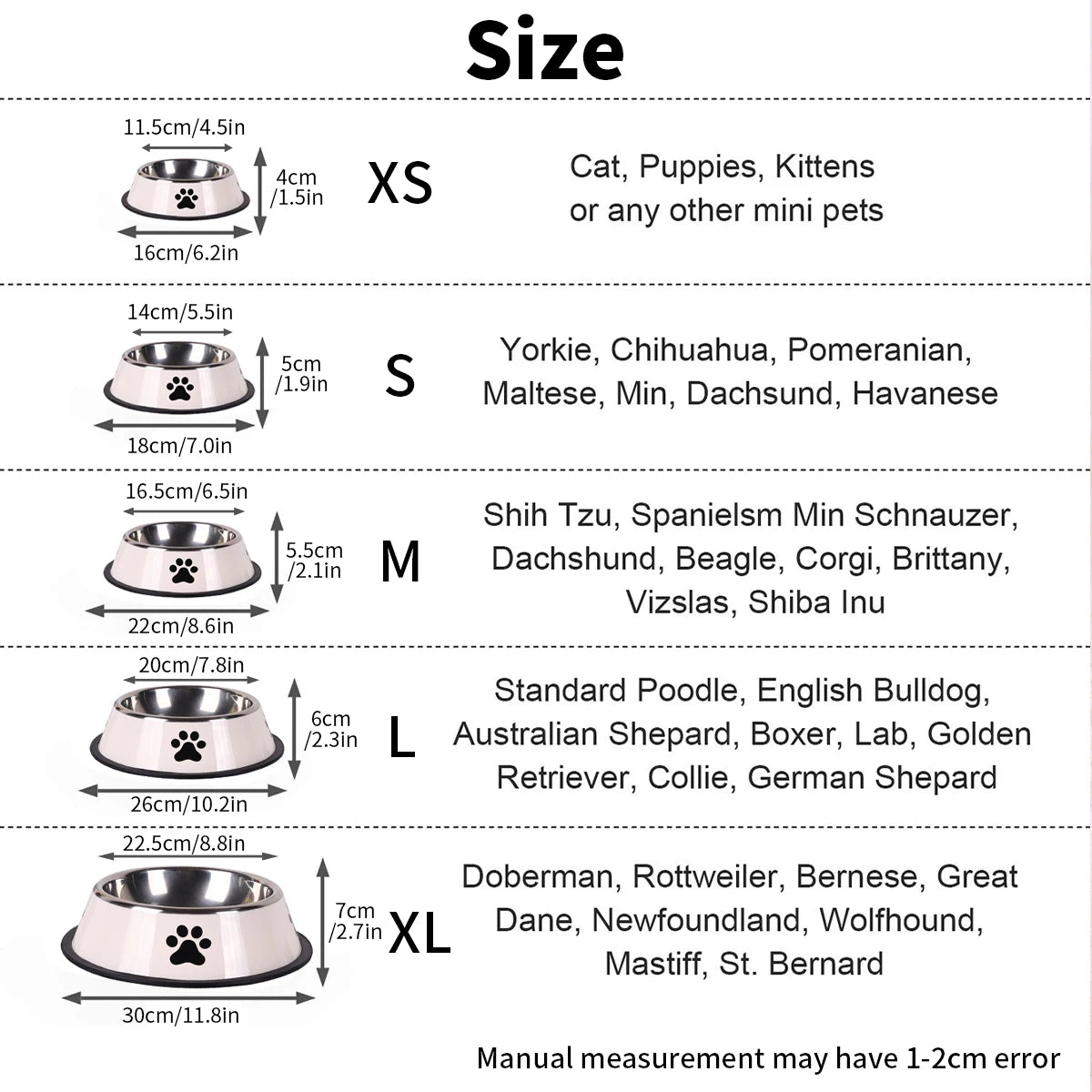 Stainless Steel Pet Bowl Cat  Dog Food Bowl Multi-Specification Anti-fall Food Bowl Food Bowl Feeding Pet Supplies 16 To 22 Cm
