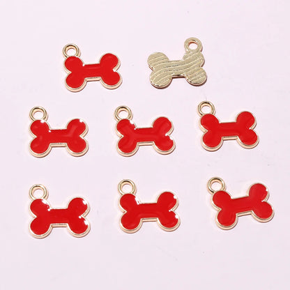 20pcs 12x13mm Enamel Bone Charms Pendant Small Cute DIY Jewelry Making Accessories for Bracelet Earrings Keychains