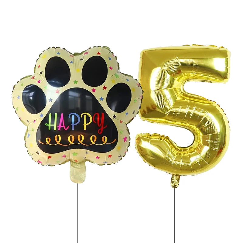2 pieces/set Let us Pawty Big Dog PAWS Aluminum Balloons 30 inch figure 1 2 3 4 year old birthday party decoration Balloon Baby