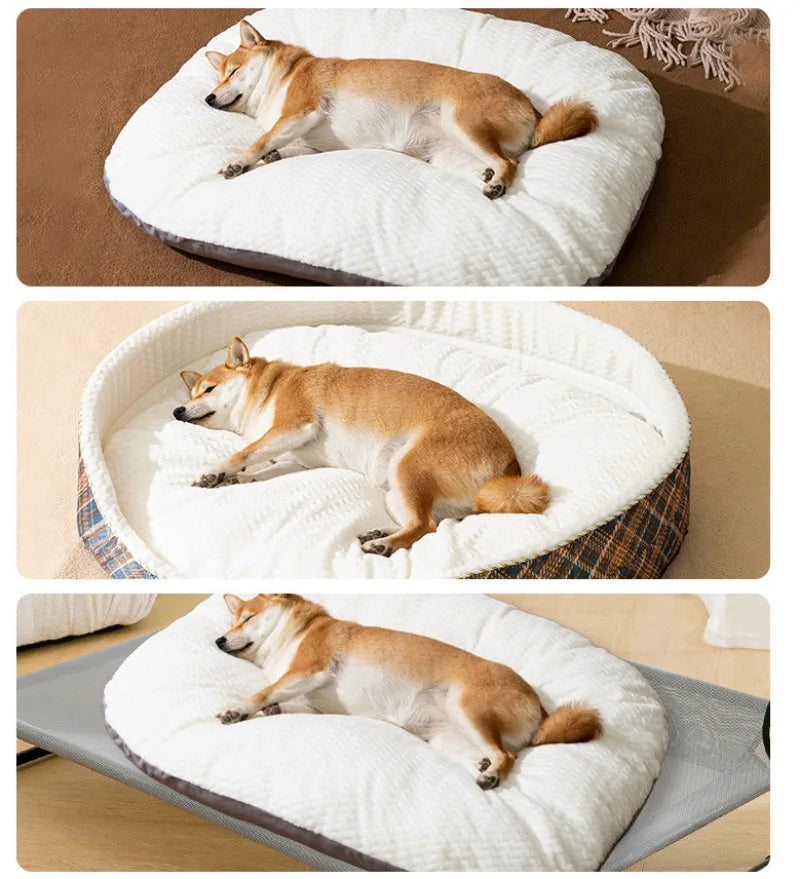 SRETNO Oval Shape Dog Beds Thicken Soft Cushion Removable Washable Dog Mat Winter Kennel Floor Cat Bed Pet Sleeping Mats chien
