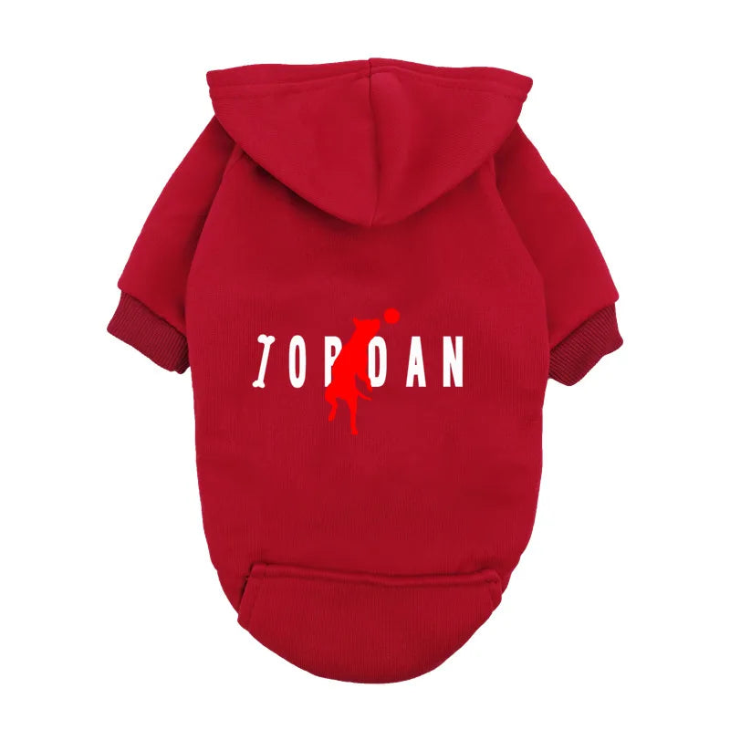 the PAWSPORT FLEECE HOODIE - "JOPDAN" Dog Hoodie for Small/Medium Dogs, Cute Sport Pattern Pet Sweatshirt, Warm Fleece Puppy Outfit Coat
