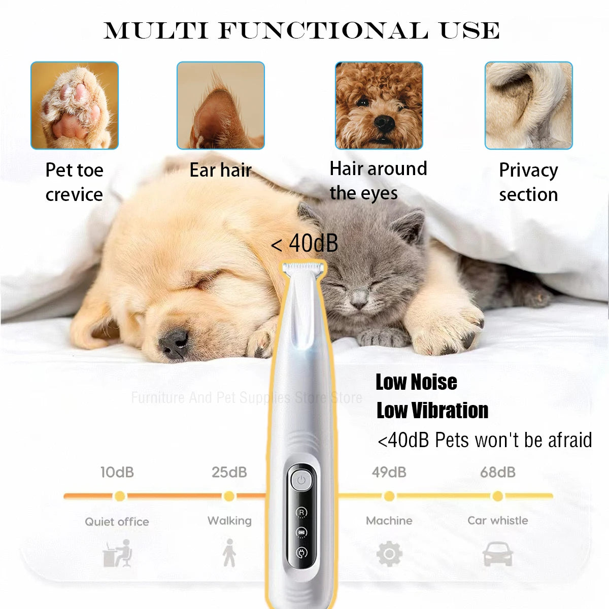 the LED HYDROTRIM PRO - New Dog Paw Trimmer with LED Light, Fully Waterproof Pet Hair Trimmer with LED Display, Dog Clippers for Grooming, 18mm Widen Blade